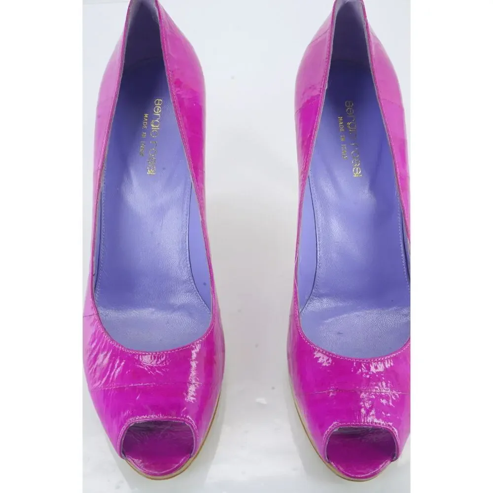 Sergio Rossi Pink Eel Skin Peep Toe Pump Size 40 10 NEW